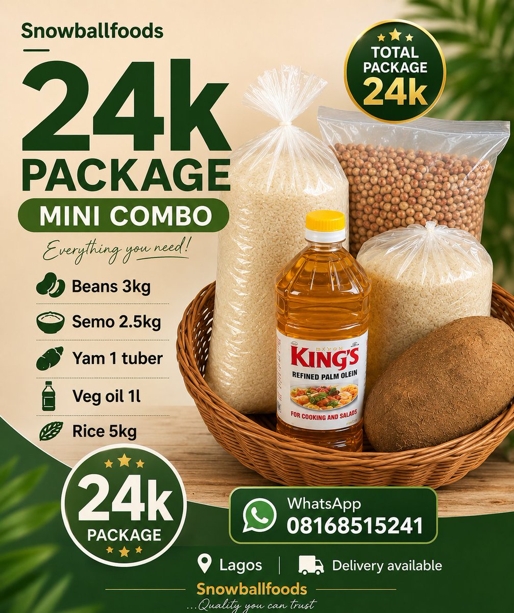 snowballfoods's tweet photo. 🛒 Weekends are for shopping! 🛍️

Make your weekend stress-free with our affordable Foodstuff Combos. 

Whether you’re stocking up for your family or preparing for the week ahead, we’ve got convenient packages ready for you. 

Shop smart. Save time. Eat well. 😋

Oshodi, Lagos 
Delivery available 🌍 ✈️ 
Send us a DM to place your order. 📩