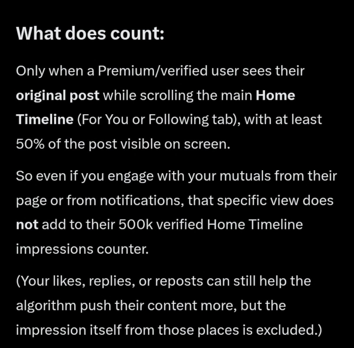 Yemiluiz05's tweet photo. This is another angle we have to look at. I do engage directly from you guys page sometimes and according to @grok it doesn't count and so is engagement from notifications too. Liking and reposting when you see the notifications too doesn't count. 

As long as you post consistently, your post will be seen.