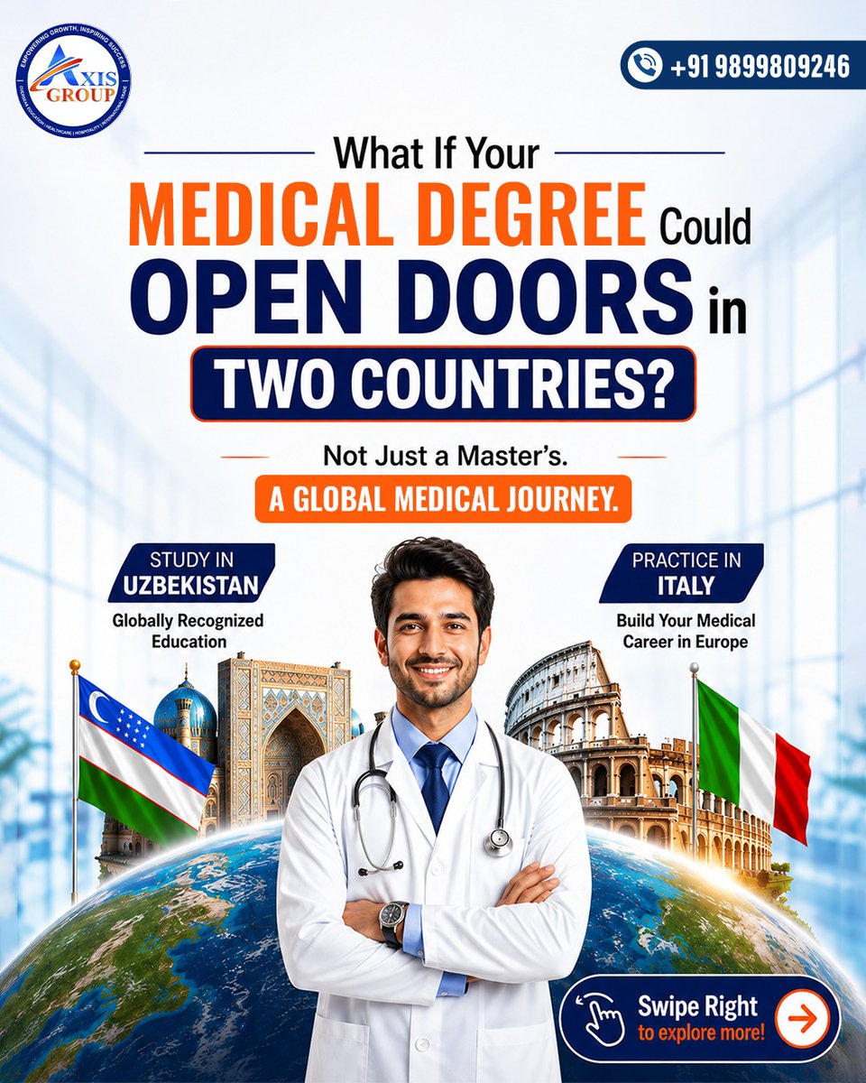 axisinstitutes's tweet photo. Dual Master’s in Internal Medicine | Italy & Uzbekistan
#StudyAbroad #MBBSAbroad #MedicalEducation #StudyInUzbekistan #StudyInItaly #InternalMedicine #DualMasters #MedicalCareer #FutureDoctor #InternationalEducation #MedicalStudents #AbroadEducation #MedicalAdmission https://t.co/RpjXeeVqyx