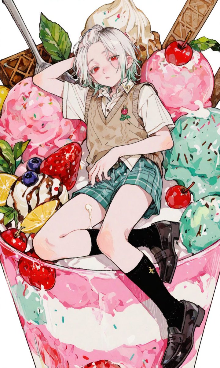 nnn_z_0531's tweet photo. 【プロンプト配布🍨🤍🩷】

アイスに乗ります❣️納涼❣️

⚠️モデロラによって違いが出るためご注意ください
⚠️ガチャ要素強め

リプ欄にプロンプトあります
引用で見せてくださると嬉しいです～！🍨 https://t.co/iVBm55pU4b