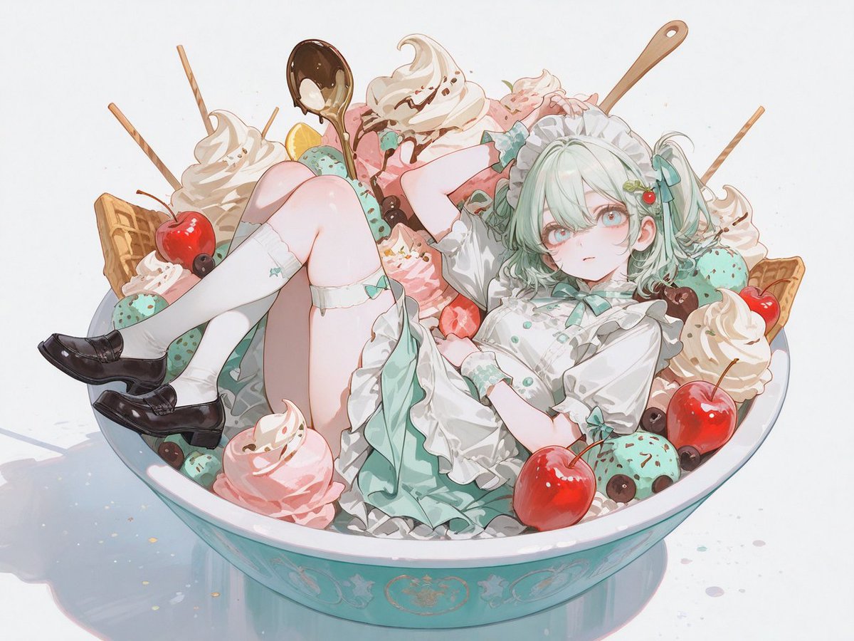nnn_z_0531's tweet photo. 【プロンプト配布🍨🤍🩷】

アイスに乗ります❣️納涼❣️

⚠️モデロラによって違いが出るためご注意ください
⚠️ガチャ要素強め

リプ欄にプロンプトあります
引用で見せてくださると嬉しいです～！🍨 https://t.co/iVBm55pU4b