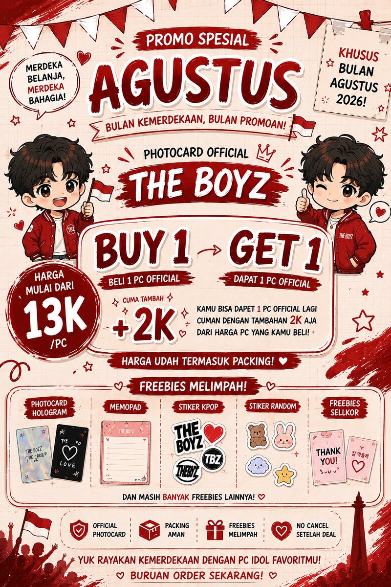 ariellact's tweet photo. wts theboyz official photocard | ina
๐ August Promo ๐
buy 1 + 2k get 1 pc official
splitpay, keep with dp โ
fullpay oren โ
harga include pack, freebies
exc admin, ongkir oren ๐
๐ก dom : Jakarta Utara
#zonauang #wts #Theboyz #deobi https://t.co/S4v3dzbqK5