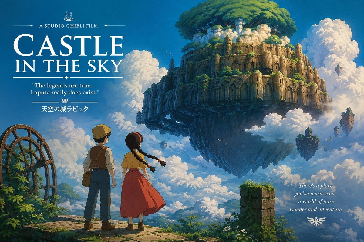 Ansif_k1997's tweet photo. Somewhere between the clouds and the ruins of a forgotten kingdom… ✨☁️

*Castle in the Sky* is more than a journey—it’s a reminder that wonder still exists when we dare to look beyond the horizon. 🏰💙

A timeless Studio Ghibli dream. 🌿✨
#CastleInTheSky #StudioGhibli #Ghibli https://t.co/r1eHs0Q3z6
