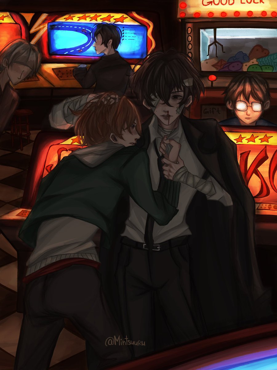 mintsuuru's tweet photo. arcade date 
#bsd #dazai #chuuya #soukoku https://t.co/5eMgUqEgoY