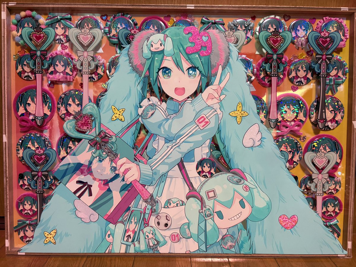 iximaxima's tweet photo. Magical idol: ミク推しミク
推し文化に愛を込めて！

夜撮影で画像暗いです。背景はピンクオーロラだよ。#iXima展 #初音ミク https://t.co/RayFWRhsmm