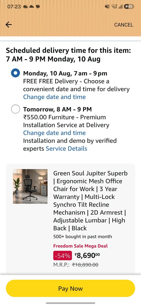 taimurbasha786's tweet photo. Hi @amazonIN why do i have to forcefully pay installation charges to get delivery sooner even though when I'm a prime member? Any valid explanation for that.
#amazonscam #amazonfraud https://t.co/nQOo10ar3k