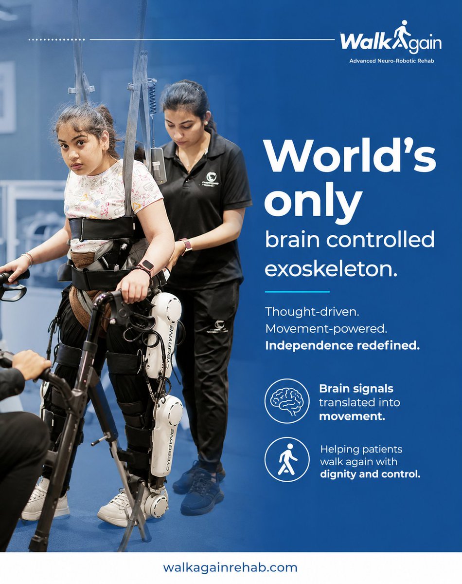 jaymohan's tweet photo. Technology is transforming rehabilitation. 🧠🦿
Brain-controlled exoskeletons turn intention into movement—supporting mobility, confidence, and independence.
Robotics doesn’t replace rehab. It enhances it.
#WalkAgain #NeuroRehabilitation https://t.co/inRbJxGqCi