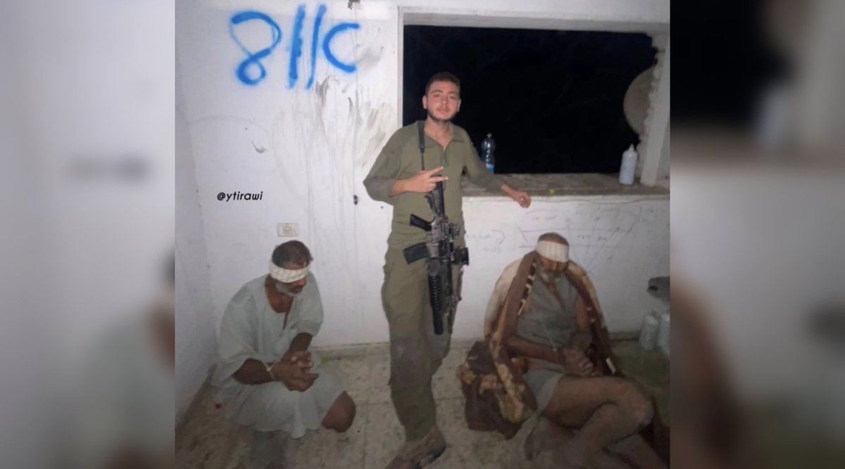 swilkinsonbc's tweet photo. A newly-leaked photo of Palestinian men Nadi &amp; Ali Maarouf before they were executed by the israelis in northern Gaza | via @gazanotice https://t.co/3PIiWbNyJy