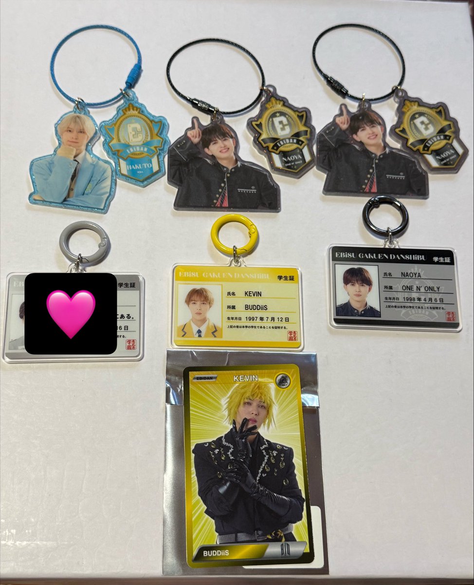 kazzzzz_mis's tweet photo. 【交換・買取】EBiDAN THE LIVE 2026 15th
エビライ アクリルキーホルダー アクキー 
学生証　カード

譲）NAOYA KEVIN 千田波空斗
　　定価

求）TETTA優先 買取可

○13日会場にて手渡し
○買取は郵送でも可

お心当たりありましたらお気軽にお声掛けください。 https://t.co/zJg3yIrBW7