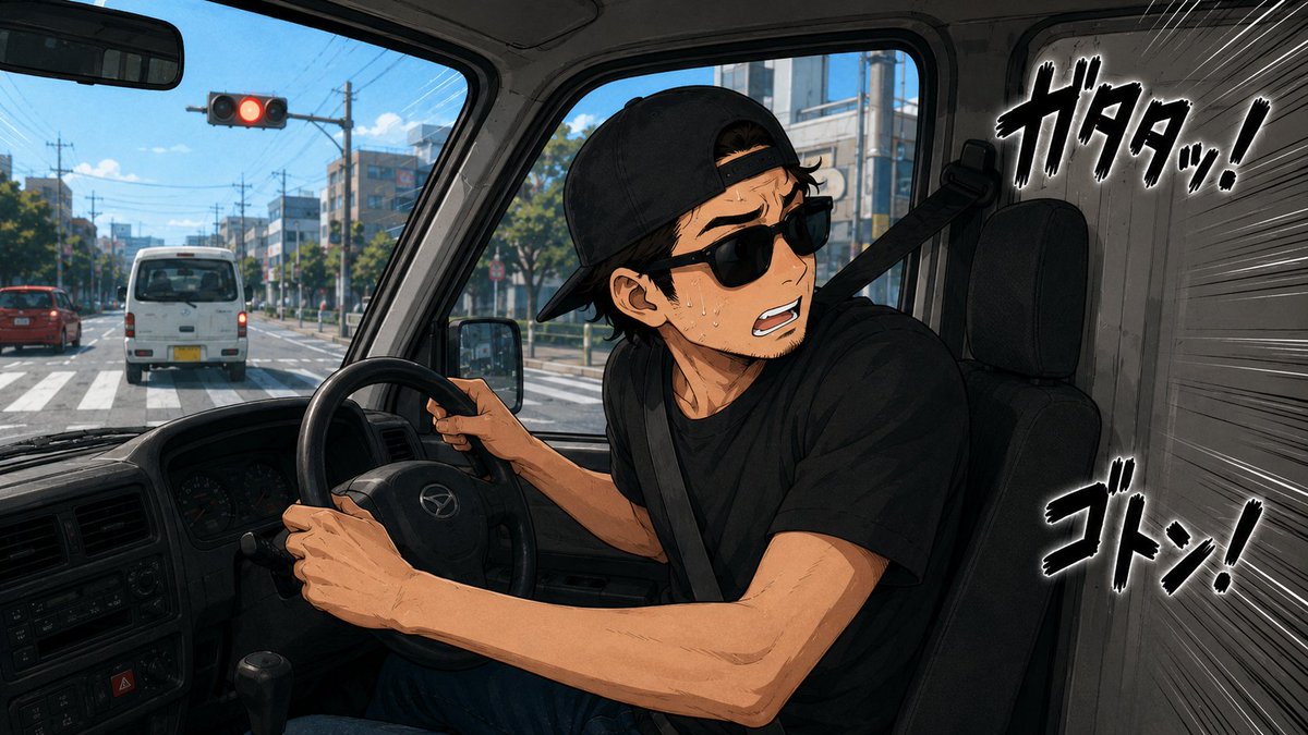 zissitsu's tweet photo. 軽貨物あるある

走行中、荷室から
「ガタタッ！」「ゴトン！」
ってデカい音が鳴った瞬間の緊張感。

赤信号で止まった瞬間に
「頼む…積荷が崩れてませんように…！」
と祈る時間が一番スリリングです😂

#軽貨物 #配達員あるある #現場のリアル https://t.co/PX51vcA5xa