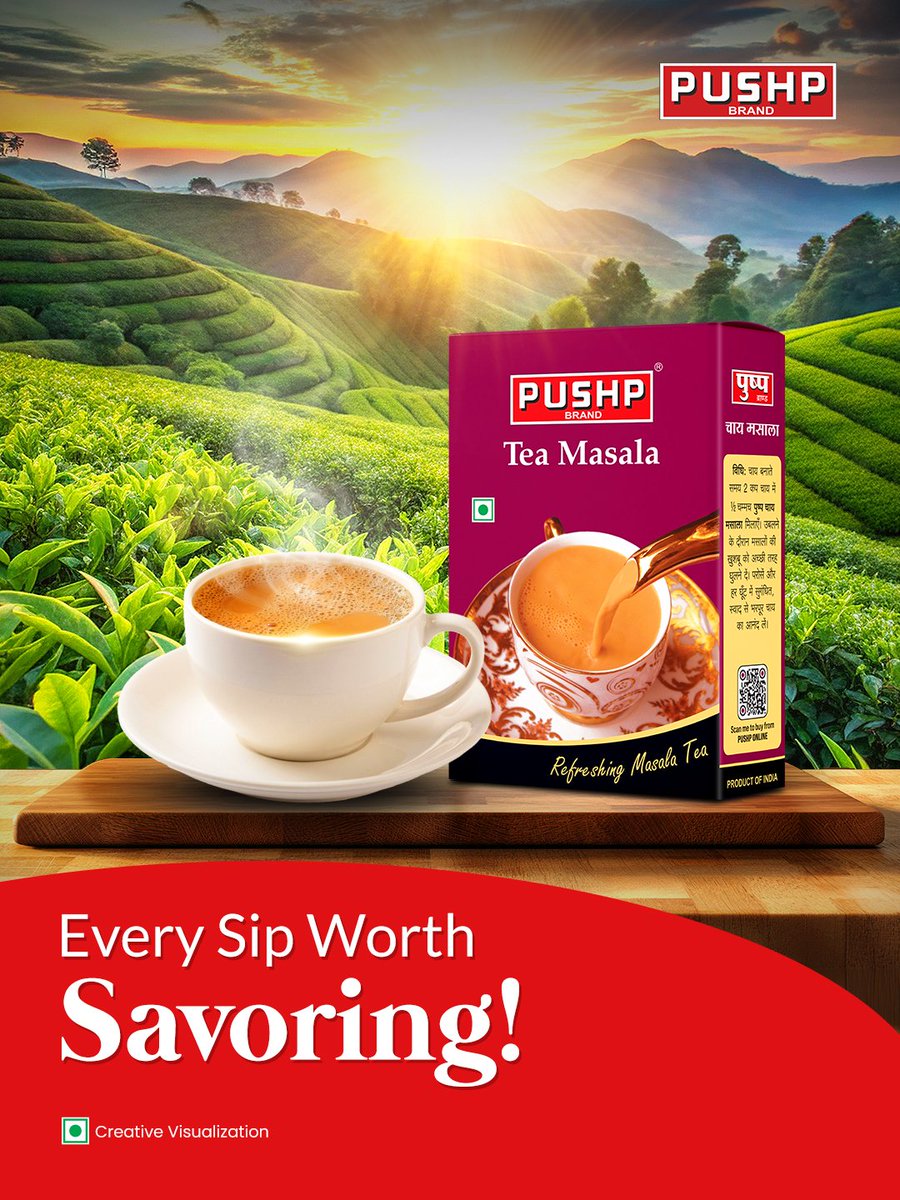 PushpMasale's tweet photo. "Turn every chai break into a flavourful experience with Pushp Tea Masala💛☕
#chai #tea #chailover #teamasala #pushpmasale" https://t.co/HHisDVn8UW