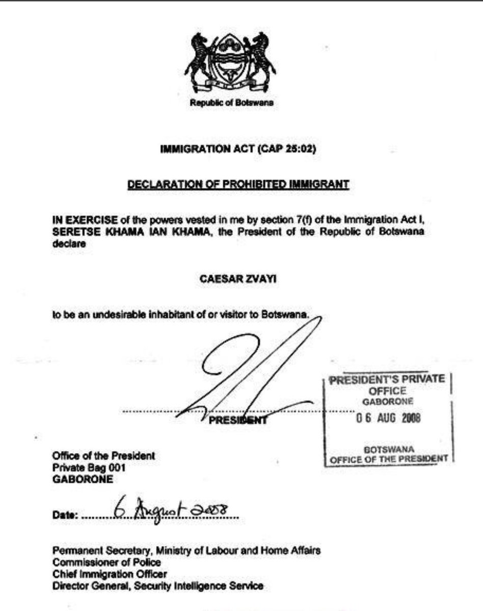 caesarzvayi's tweet photo. On this day in 2008, I was dragged from my office @ the UniversIty of Botswana, taken to the chief immigration officer of Botswana who tore my work & residence permits before being driven to Ramokgwebana Border Post where I spent a night in the cells before being booted across the no-man's land to Plumtree Border Post.
My "crime" . . . I was accused of being part of "Mugabe's inner circle" after being put on EU sanctions.
#StillIRise! @BWPresidency
@BWGovernment @UBBotswana @SeretseII