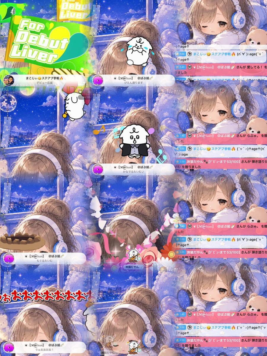 7ch1p's tweet photo. スクショ撮りきれなかった深夜枠😭😭
全部残せなくてごめんね。

いつも全力でやるつもりが
たまに凹むこともあるんだ😔

みーんなありがとう😭😭 https://t.co/Y1Cj8EV588