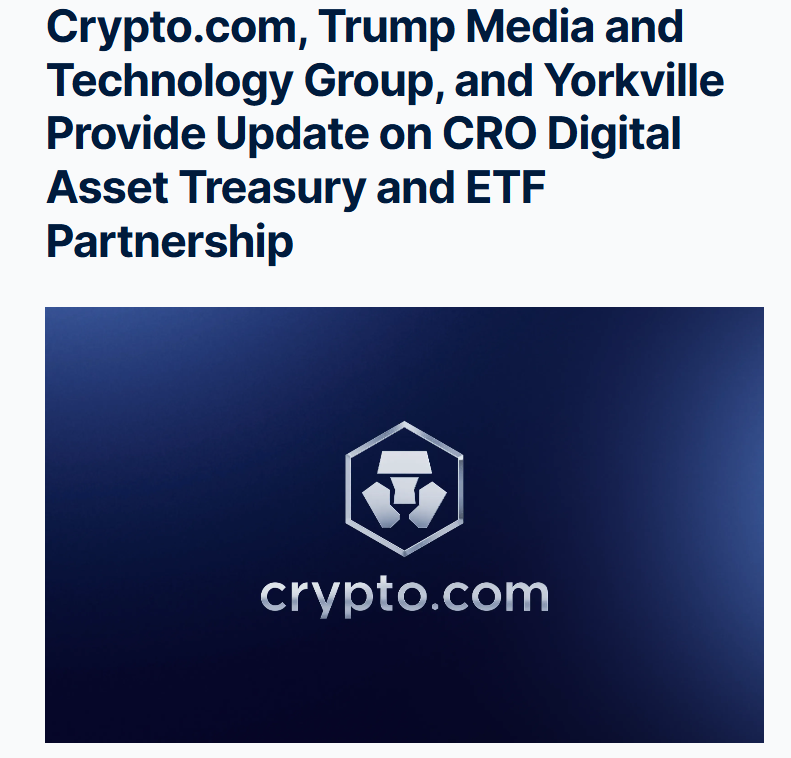 MissCryptoGER's tweet photo. 🚨 Aus für die geplante CRO-Treasury von Trump Media und https://t.co/vMzZvxPfR2.

❌Der Plan einer gemeinsamen börsennotierten CRO-Treasury ist vom Tisch. Jetzt wurde der Vertrag einvernehmlich beendet. Das Closing fand nie statt.

Die Gründe: „aktuelle Marktbedingungen und veränderte Geschäfts- und Stakeholder-Prioritäten.“

❌Auch die geplante ETF-Servicepartnerschaft wurde beendet. 

🆕Und bei den Prediction Markets ändert sich ebenfalls etwas:

Ursprünglich sollten die Prediction Markets von https://t.co/vMzZvxPfR2 direkt in Truth Social integriert werden. Im Oktober 2025 war dafür sogar „Truth Predict“ angekündigt worden.

Statt der direkten Integration soll nun eine Marketingvereinbarung dafür sorgen, dass die Prediction-Market-Angebote von https://t.co/vMzZvxPfR2 gegenüber der Truth-Social-Nutzerbasis vermarktet werden.

🟢Der bereits 2025 abgeschlossene direkte CRO-/Aktien-Deal zwischen Trump Media und https://t.co/vMzZvxPfR2 wird dagegen in keiner dieser Mitteilungen beendet. Das wird bleiben, vermute ich.

💡Brisant bleibt das Ganze trotzdem vor dem Hintergrund der aktuellen CLARITY-Act-Debatte um mögliche Interessenkonflikte. Ein direkter Zusammenhang mit der Absage ist bislang aber nicht belegt.