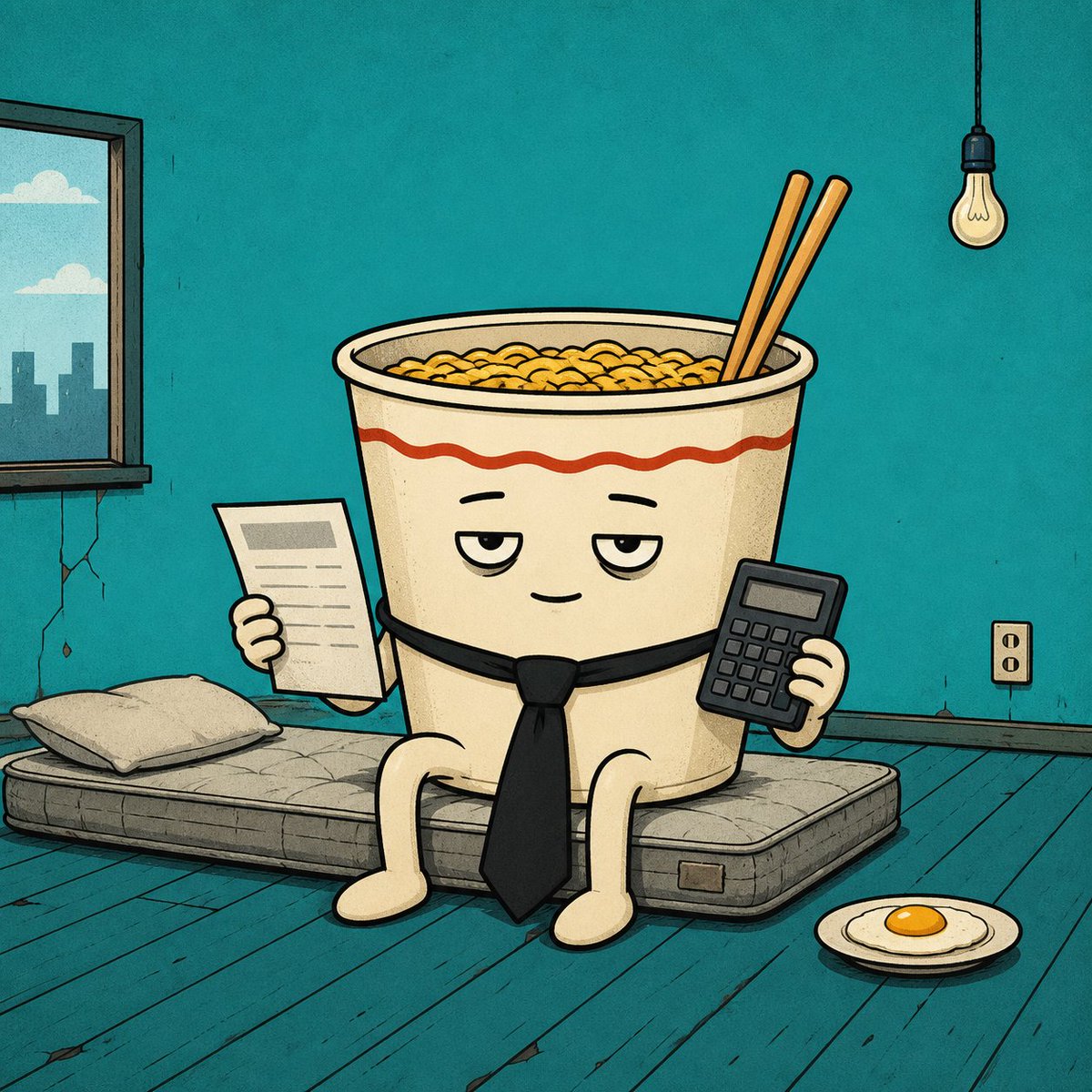 planisramen's tweet photo. rent went up.
salary stayed exactly where it was.

after careful review,
we found a solution.

the egg is optional. https://t.co/ZXbl8Z1Kdj