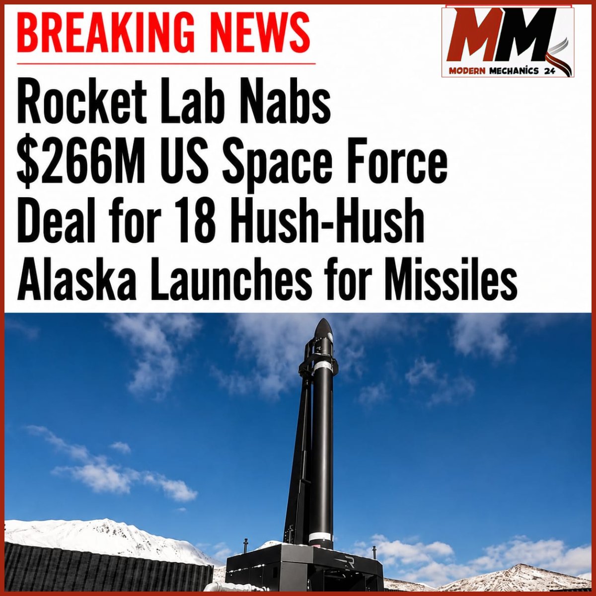 MMechanics24's tweet photo. Rocket Lab has secured a $266M U.S. Space Force contract for 18 launches from Alaska.

The agreement highlights the expanding role of commercial launch providers in supporting national security and defense missions.

#RocketLab #USSpaceForce #Space #Defense #Aerospace #SpaceTech https://t.co/7C1LEv1y7O