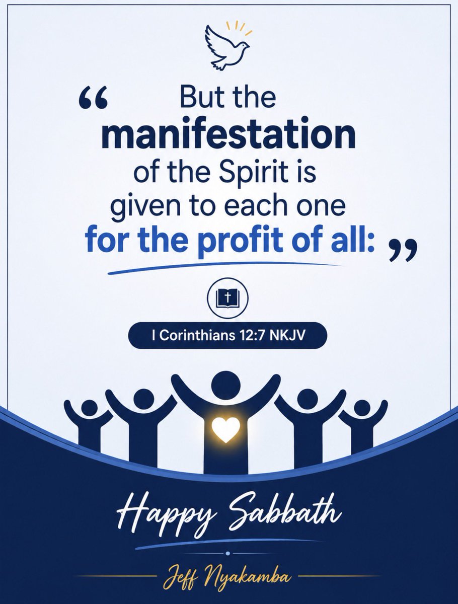 jeff_nyakamba's tweet photo. Each one of us has been given a gift by the Holy Spirit. 🙏🏽

Our gifts are not meant for us alone but “for the profit of all.” Let us use what God has given us to serve, encourage, uplift and bless others.

What gift has God given you, and how are you using it?

Happy Sabbath! 🙏🏽💙

— Jeff Nyakamba

#HappySabbath
