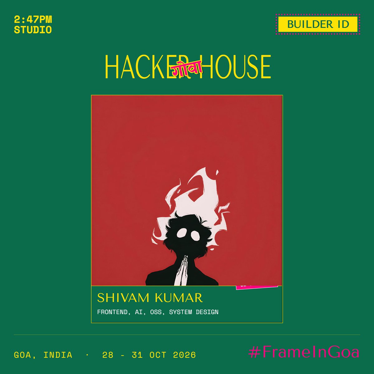 Shivam_Uchiha00's tweet photo. Just got my HHGoa'26 Builder ID.
See you in Goa! π΄
#FrameInGoa #HHGoa26 https://t.co/AprMogn8xi