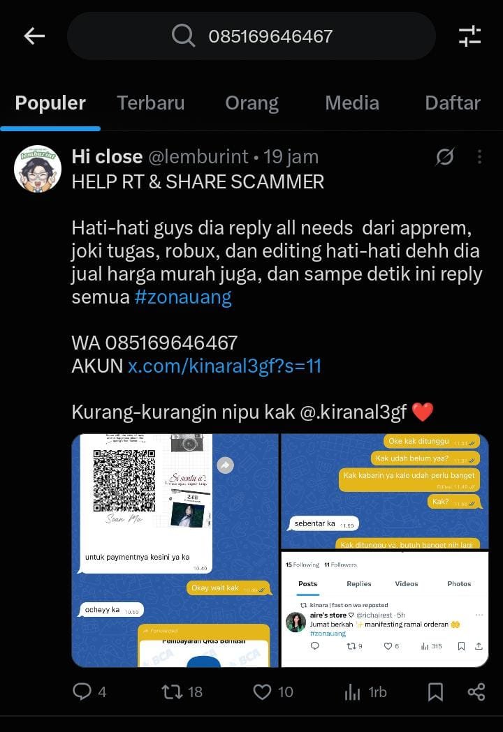 urmy_home's tweet photo. abis ngescam mau ganti usn apalagi lo? kalo besok besok lo muntah darah jangan tanya siapa pelakunya ya wkwk https://t.co/FQP3IPnZPk