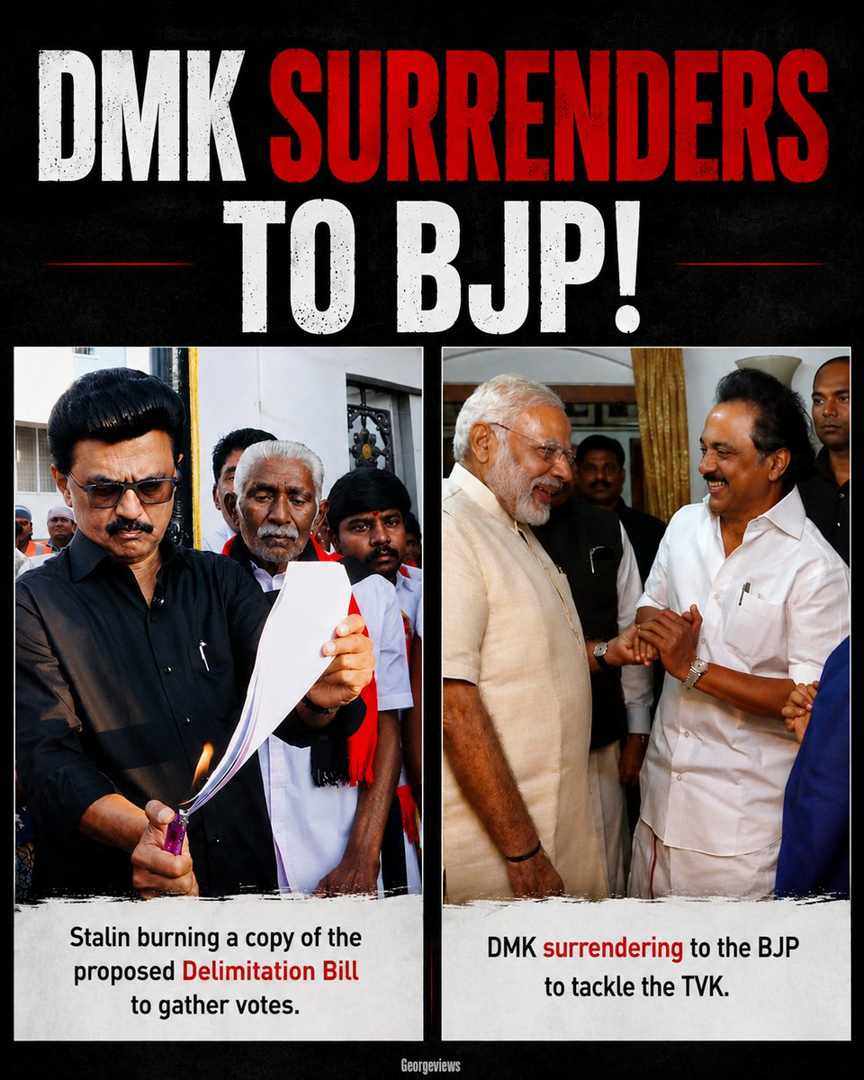 georgeviews's tweet photo. DMK HAS SURRENDERED TO THE BJP! TAMIL VOTERS WILL FORGIVE THEIR BETRAYAL. https://t.co/W1d6JTVKQs