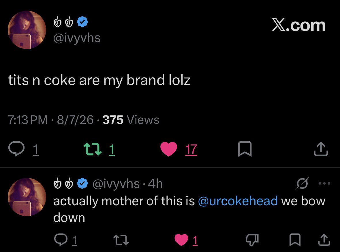 urcokehead's tweet photo. i am mother #drugtwt #coketwt 
@ivyvhs https://t.co/L5C2kCwDP9