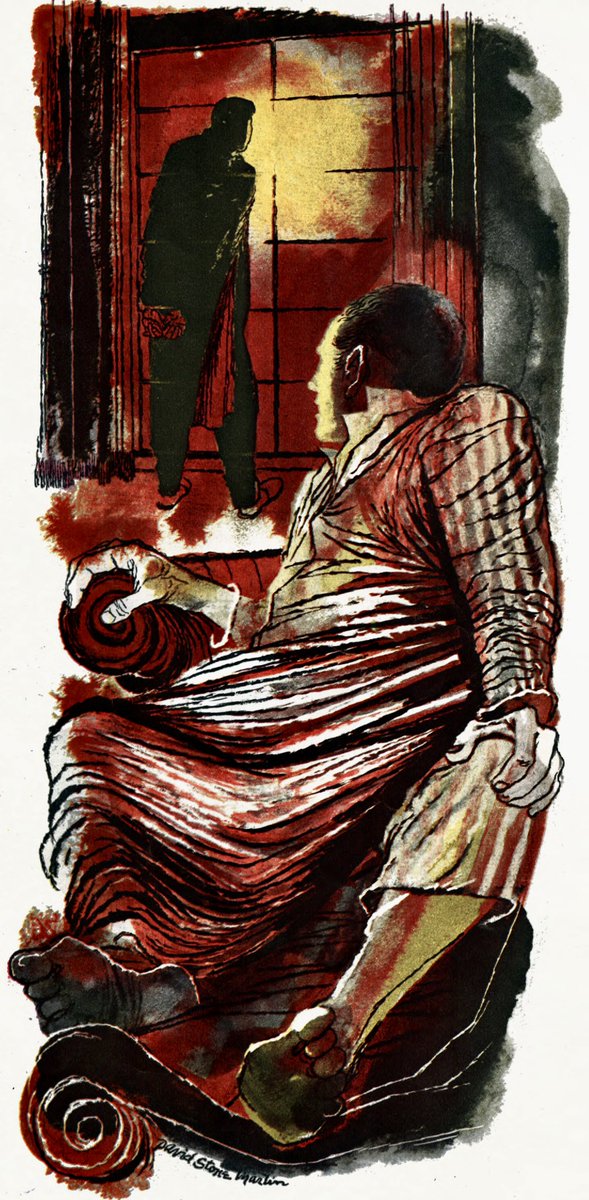 LRonLacy's tweet photo. #THISWEEK in 1952
🧵👇
‘My first thought was that he was a burglar or a prowler, but his whole posture was wrong for it’
#Illustration by David Stone Martin (1913-1992) for ➡️
#illustrationart #illustrationartists #DavidStoneMartin https://t.co/fLqa8cxZI9
