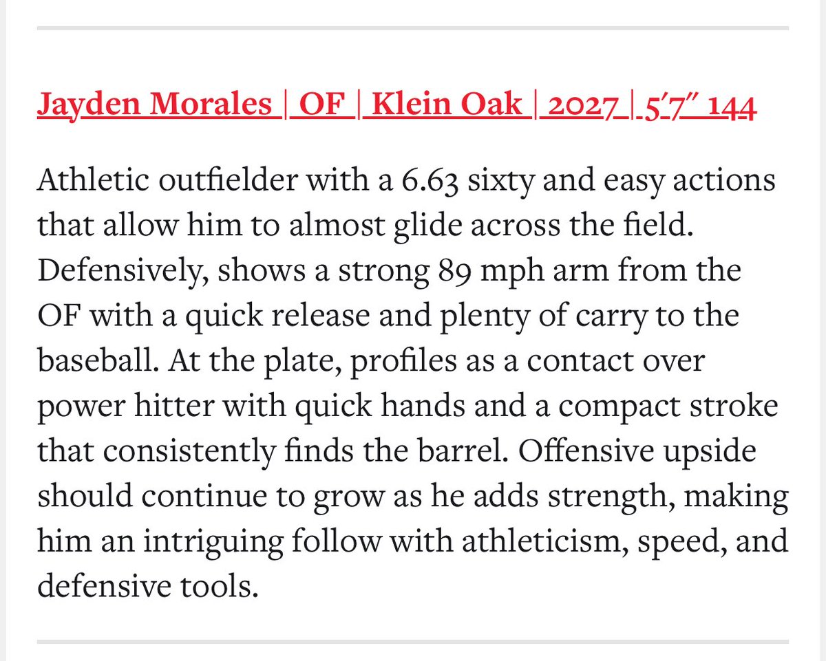 Jayden242627's tweet photo. Had a great time competing at the PBR Uncommitted Games. I really enjoyed competing against great talent and was proud of how I performed. Grateful to be recognized as a Top Statistical Performer and receive a write-up! π₯ #PBR #UncommittedGames https://t.co/drbICAvokj