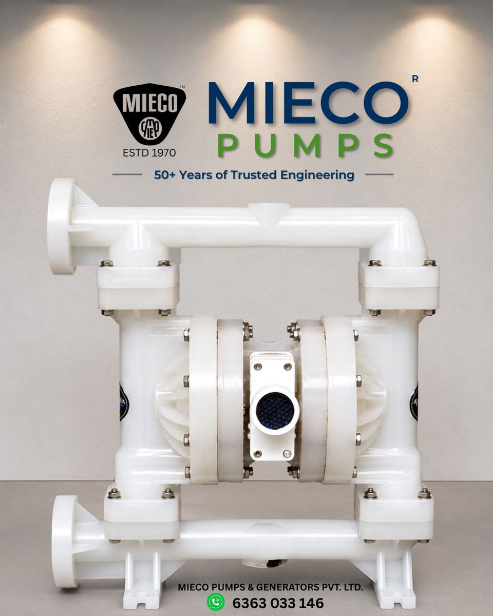 miecopumps's tweet photo. AODD Pumps – Reliable, Versatile &amp; Air-Driven! ⚙️
Safe, leak-free &amp; self-priming
Ideal 4 handling chemicals, corrosive, viscous &amp; challenging liquids, PP, PVDF, SS &amp; Aluminium const 2 suit a wide range of industrial applications.

MIECO PUMPS – 50+ Years of Trusted Engineering https://t.co/VH3EPKMFEz