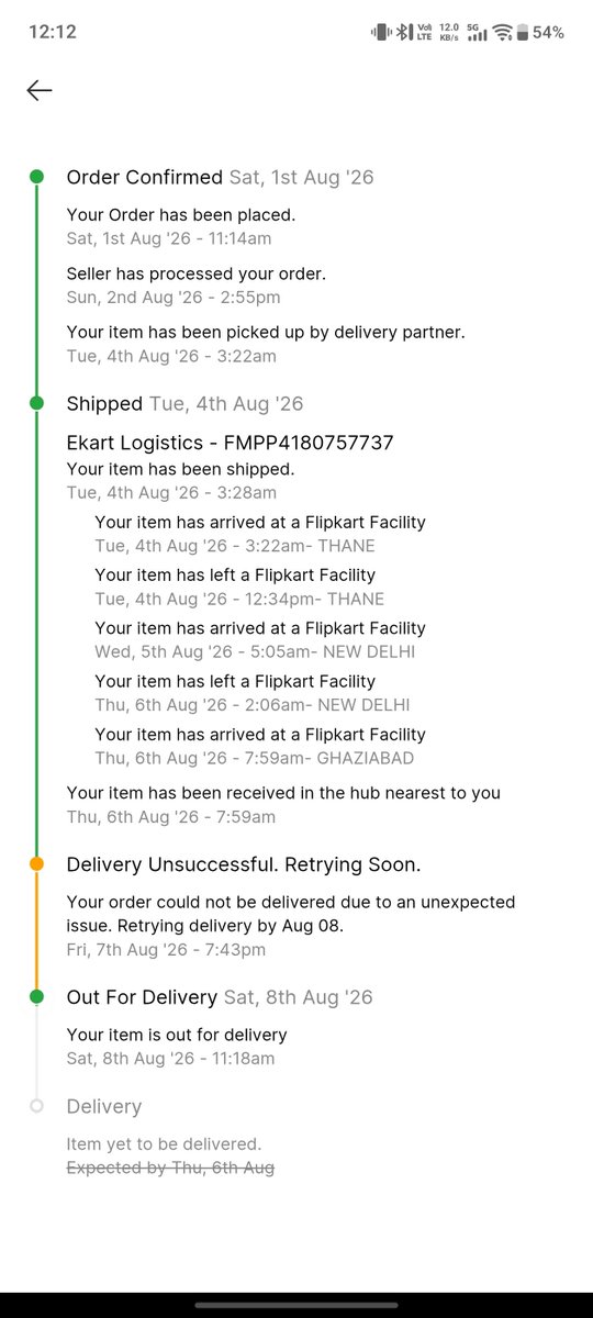 45_Ro_Hitman's tweet photo. @Sadasyagan @flipkartsupport It's 8 now. Still haven't received https://t.co/Lo3bIduYq5