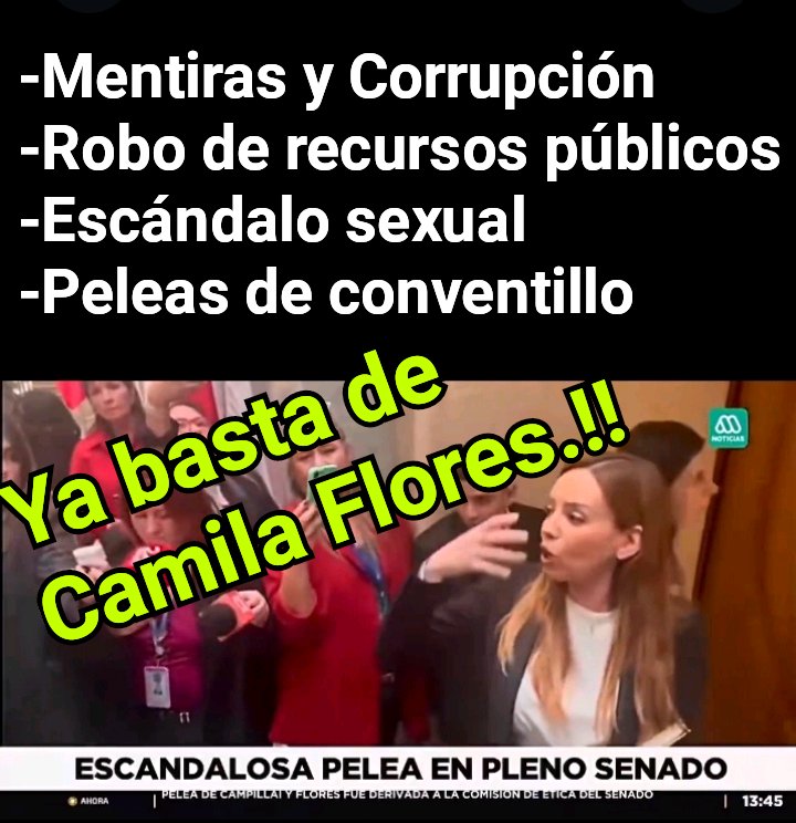 Incorru47125032's tweet photo. ¿Alguien más piensa que Chile ya ha tenido suficiente de la Camila Flores?
Es decir; todo tiene un límite.
La doña ha desprestigiado la función política hasta el hartazgo. 
Señores del poder judicial; ¿cuando van a ponerse los pantalones y decir ¡ya basta!? https://t.co/uTrTQJoBMb