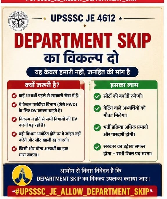 Swadesh1950's tweet photo. @myogiadityanath @myogioffice @UPGovt @UPCMOffice @UPCMOffice @IasHarikesh @brajeshpathakup @kpmaurya1 @ABPNews
 @TheNewspinch @aajtak #UPSSSC_JE_ALLOW_DEPARTMENT_SKIP https://t.co/RZFmNMJnXt
