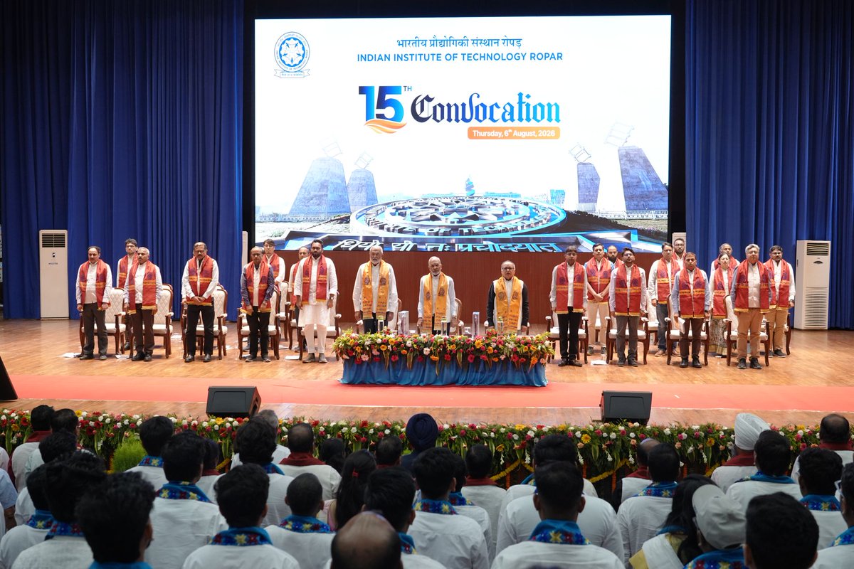 iitrpr's tweet photo. IIT Ropar held its 15th Convocation today. 761 students graduated this year.

Chief Guest: Shri Satyanarayan Nuwal 
Chairman's Address: Shri Adil Zainulbhai 
Director's Report: Prof. Rajeev Ahuja

Congratulations, Class of 2026!

#IITRopar #Convocation2026 https://t.co/j3pmPWfSML