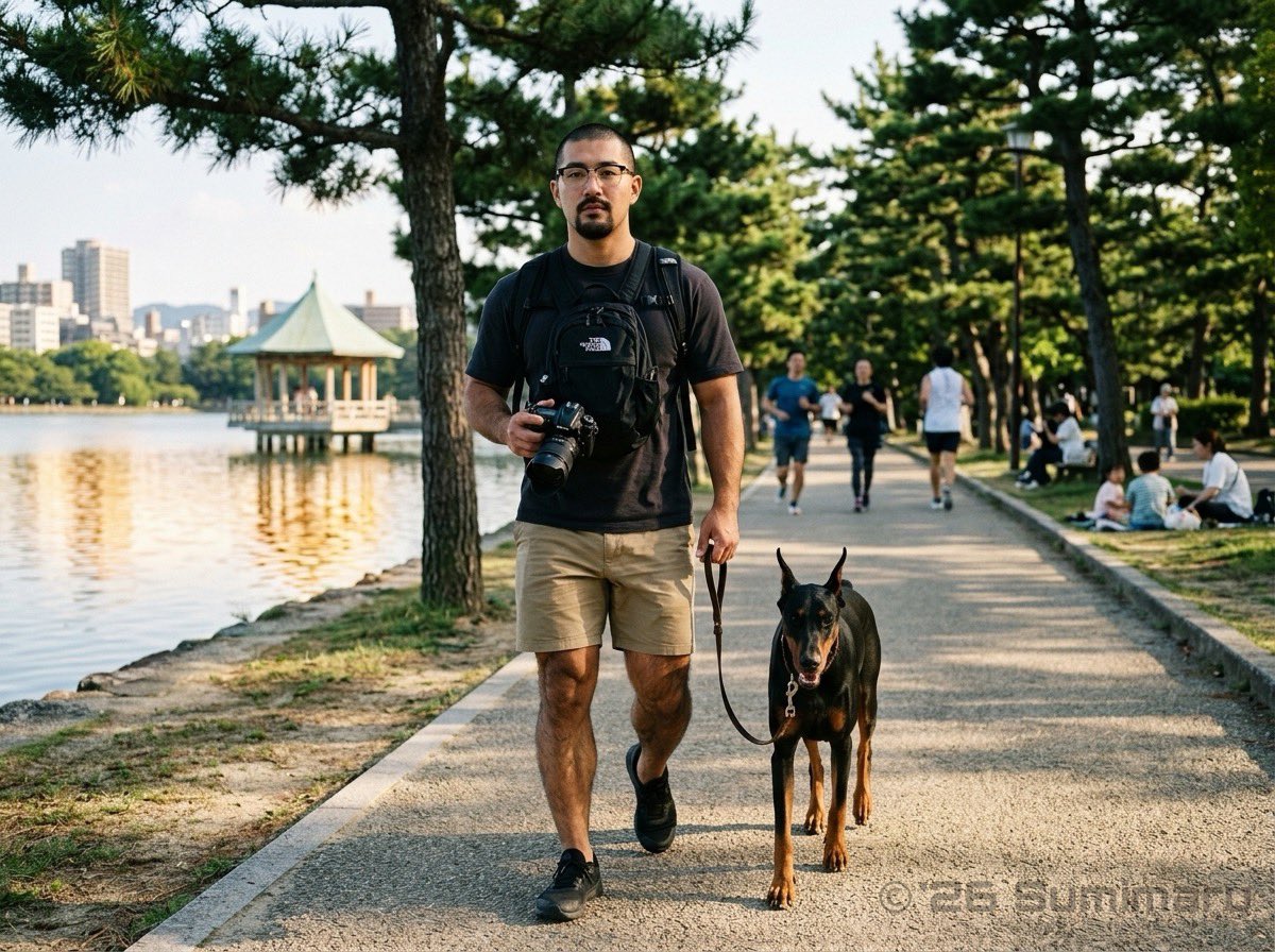 sumimaru_rd's tweet photo. "Shimon’s Street Walk with Kaiser"
#AI男子 #Alman #AIGeneratedMan #Almale
#streetsnap #citywalk #kaiserdog
#casualstance #lensready
#RuggedSolo https://t.co/qDncmoIKkE