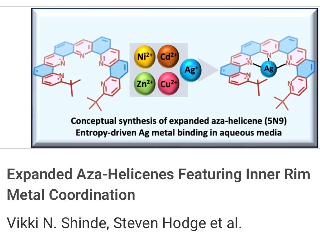 vikkishinde's tweet photo. Thrilled to share our latest work in @JACS_pubs from @TAMUChem with Prof. Lei Fang Lab! We designed expanded azahelicenes and explored their metal-binding behavior—opening new doors for functional helical N‑heterocycles. 🧪🌀 https://t.co/wgZsrBVh2v