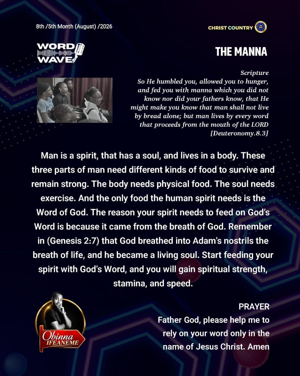 AIfeaneme's tweet photo. THE MANNA : These three parts of man need different kinds of food to survive and remain strong. The only food the human spirit needs is the Word of God. #JesusChrist #manna #pastorAi #music #7eyes7wings7scrolls #soundsofascent https://t.co/pDiEgjVHB0