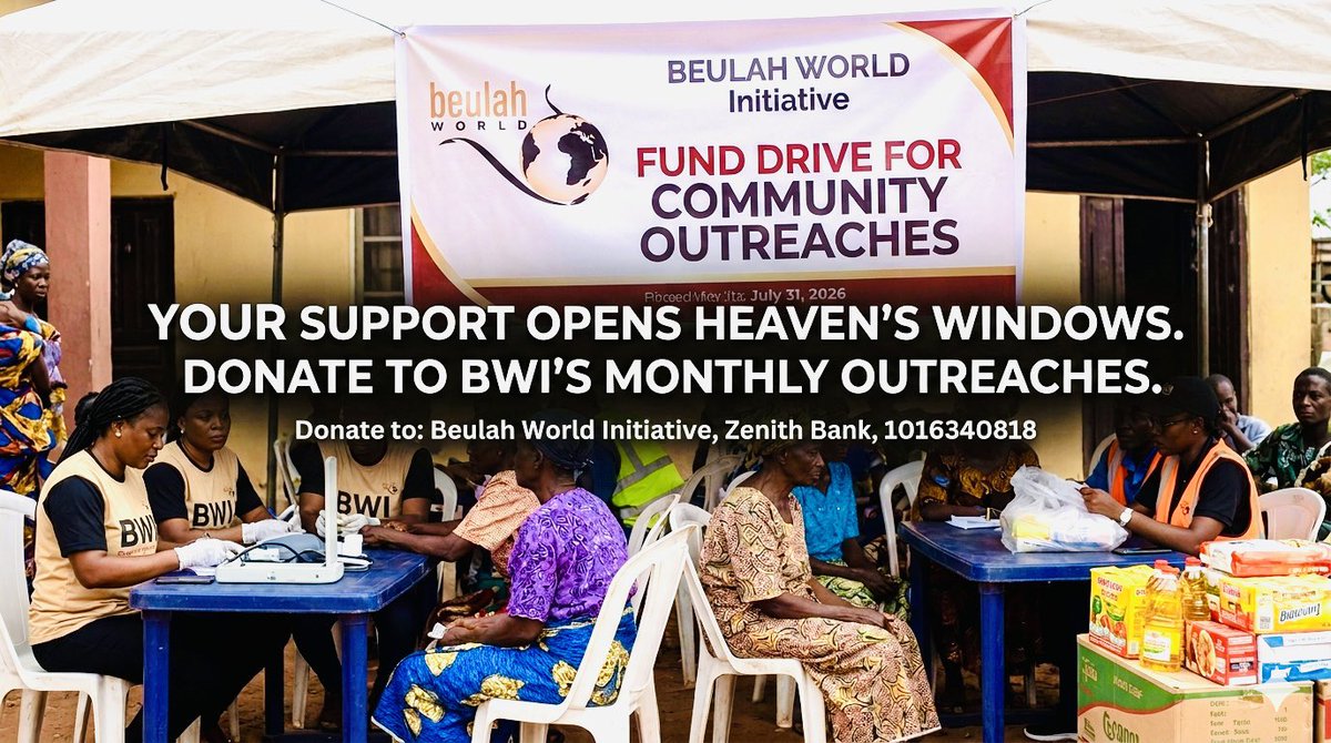 beulah_bwi's tweet photo. "When you open your hand, God will open His windows." 🕊️

Don't let fear block your blessings. Choose generosity today by supporting BWI's monthly free medical &amp; food outreaches for vulnerable communities! 🩺🌾
🏦 Zenith Bank
🔢 1016340818
📄 Beulah World Initiative

Link in bio! https://t.co/R4reApl2dg