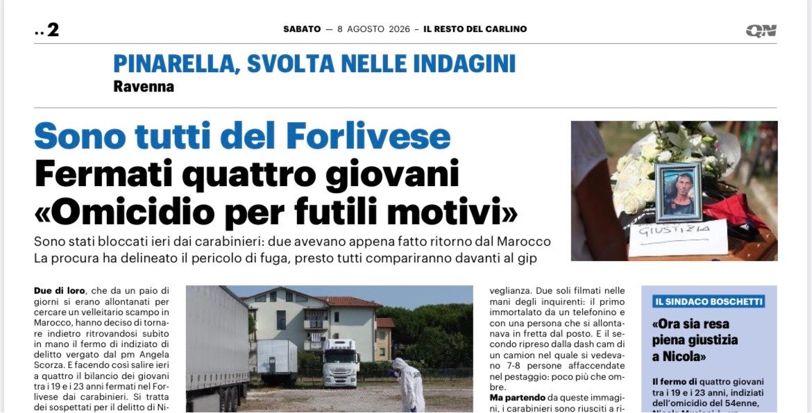 fratotolo2's tweet photo. I nomi degli arrestati per l’omicidio di Nicola Musiani, ucciso a colpi di pietre, calci e bottigliate

👉 Oussama Ragme, 22enne nato in Marocco e residente a Meldola

👉 Conor Finn Long, 19enne nato a Faenza e residente a Meldola

👉 Houssam Abir, 22enne nato in Marocco e residente a Forli

👉 Bilal Mahboubi, 23enne nato a Forli e residente a Santa Sofia 

Due di loro, avevano tentato di fuggire in Marocco.