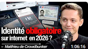 ChristinePP27's tweet photo. Vous devrez bientôt vous identifier partout… sauf si vous faites ça !

Et  si Internet tel qu’on le connaît était en train de disparaître ?  Derrière la protection des mineurs, un basculement s’opère : identité  obligatoire, fin de l’anonymat, surveillance, censure… Matthieu,  fondateur de Crowdbunker, explique ce qui arrive et comment résister.
Magazine Nexus
https://t.co/Vp7Cjp0Ess...

Vous devrez bientôt vous identifier partout… sauf si vous faites ça !
Magazine Nexus