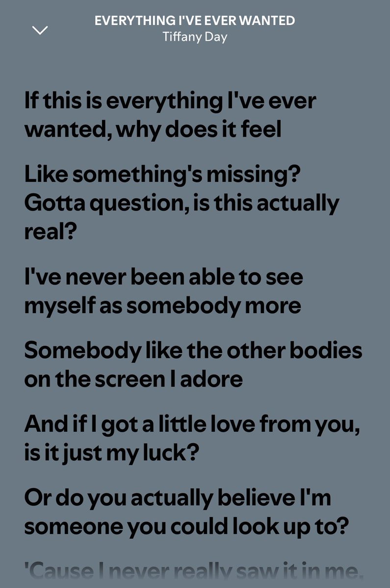 cherrypitttt's tweet photo. EVERYTHING I’VE EVER WANTED by Tiffany Day is suuuuch a q!Ash song omg. Could also say its a q!Katie song too https://t.co/UxGQhNmfwO
