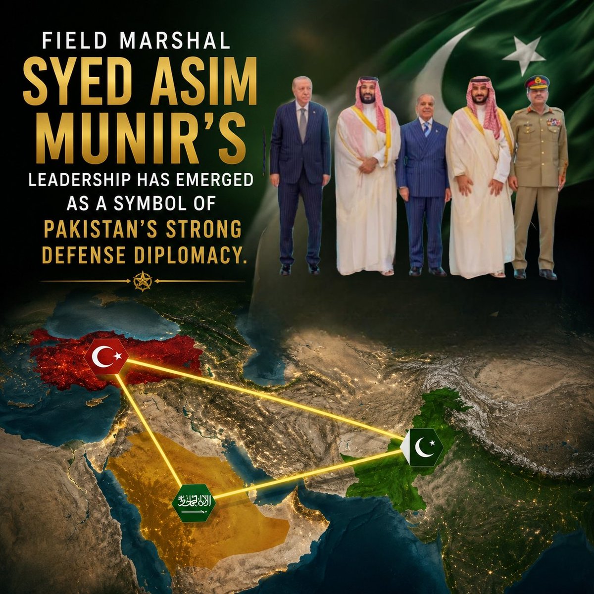 YuaMikami32's tweet photo. CDF Field Marshal Syed Asim Munir contributed to strengthening Pakistan’s position within this emerging trilateral partnership.
#MakkahAgreement
#CDFForRegionalPeace
#PrideOfMuslimsCDFAsimMunir
#سالار_امت_عاصم_منیر https://t.co/Vdyc8pKc8S