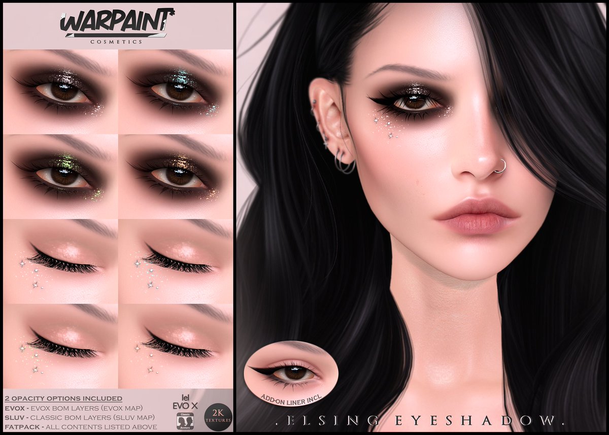 KawaiiFeedSL's tweet photo. WarPaint: Elsing Eyeshadow @ Anthem〡Taxi: https://t.co/aiKq2eFLna
#SecondLife #WarPaint #Anthem #Secondlifeevent #Secondlifecontent #KawaiiFeed https://t.co/q08Pai67rY