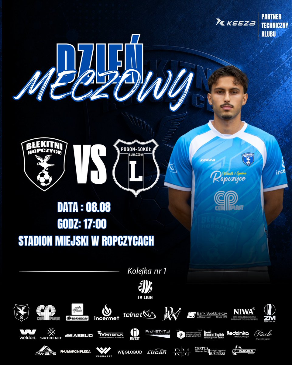mks_blekitni's tweet photo. ⚽️DZIEŃ MECZOWY
🏆 1. kolejka IV ligi
🆚 Pogoń Sokół II Lubaczów
🕔 17:00
📌 Stadion miejski w Ropczycach
🧑⚖️ Marek Pająk (Dębica)
📲 #BLEPOG
🤝 @MIASTO I GMINA ROPCZYCE
🎯 Ligowe punkty!
🎥 https://t.co/hRCCmpmXQd
ℹ️ Sponsorem meczu jest Piotr Walczyk https://t.co/C76N305EUK