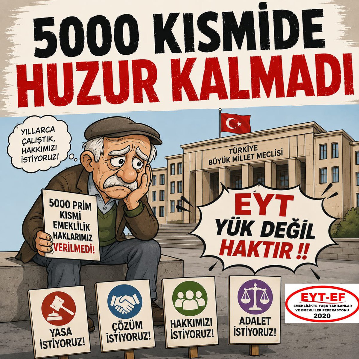 EytEmeklilerFed's tweet photo. EYT
👇
#5000KısmideHuzurKalmadı

Bir ülkede verilen söz borca,
Umut ise hacze dönüşüyorsa;

Kaybedilen sadece adalet değil,
Yüzbinlerin huzuru ve geleceğidir.

5000 Kısmi;
27 yıldır bir yasanın zulmünde.

Bitirin artık bu esareti!

#EmeklideHuzurKalmadı
@RTErdogan
@isikhanvedat https://t.co/I6CBvFXk7a