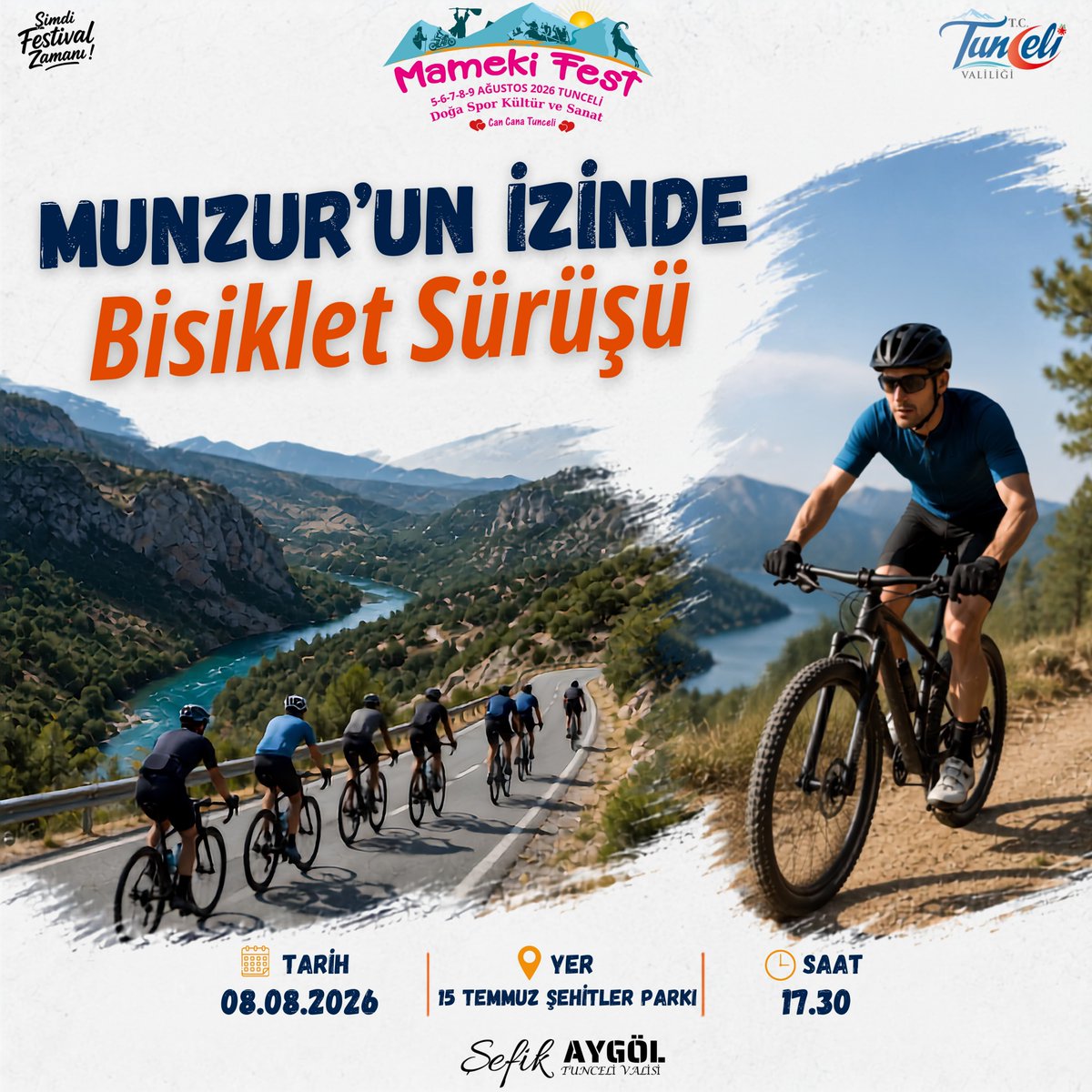 TunceliValiligi's tweet photo. ❣️MAMEKİFEST’TE PEDALLAR MUNZUR’UN İZİNDE DÖNÜYOR‼️ 🚴‍♂️

🚩 Mamekifest’in doğa ve spor dolu etkinlikleri kapsamında düzenlenecek Bisiklet Sürüşü, Munzur’un eşsiz manzaraları eşliğinde bisiklet tutkunlarını bir araya getiriyor.

📅 8 Ağustos Cumartesi
📍 15 Temmuz Şehitler Parkı
⏰ 17.30

🚴‍♀️ Pedallar doğaya, rotamız Munzur’a!
🌿 Tunceli’nin eşsiz güzellikleri arasında birlikte sürmeye hazır mısınız?

💕 #CanCanaTunceli 💕

@sefikaygol
@TCKulturTurizm