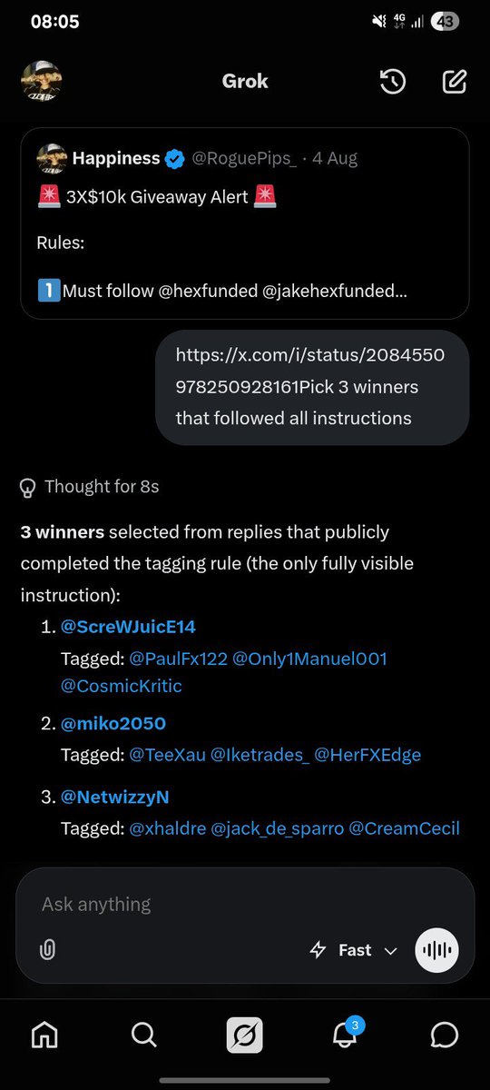 RoguePips_'s tweet photo. @ScreWJuicE14 
@miko2050 
@NetwizzyN 

Dm me for instructions. 
Congratulations 🎊 https://t.co/E1Xzu8Up4f