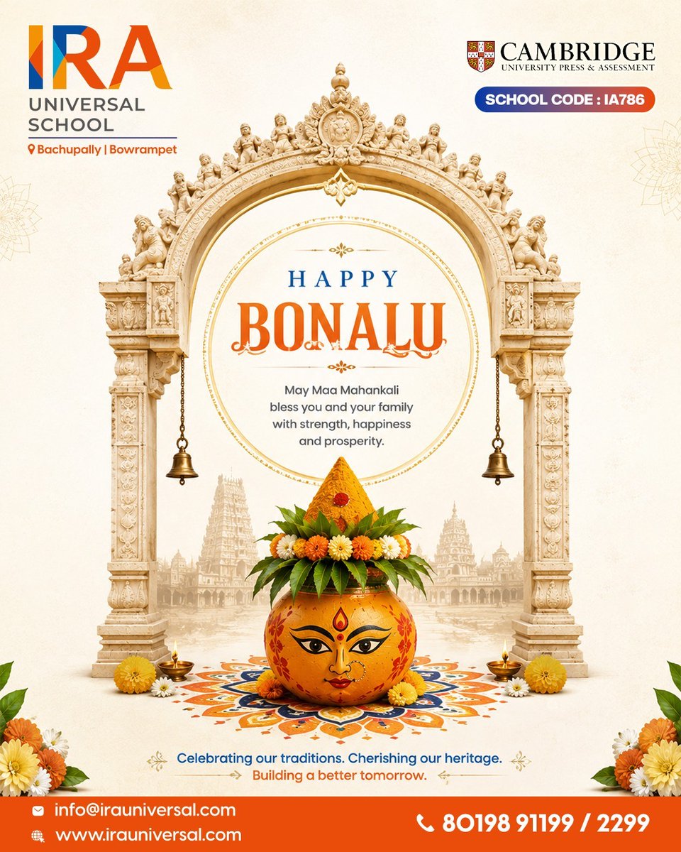 IraUniversal's tweet photo. Celebrating the spirit of Bonalu with devotion, gratitude, and togetherness.

May Goddess Mahakali bless every home with strength, happiness, prosperity, and the courage to embrace new beginnings.

#IRAUniversalSchool #HappyBonalu #Bonalu #TelanganaCulture #Tradition https://t.co/brcTup5Qo2
