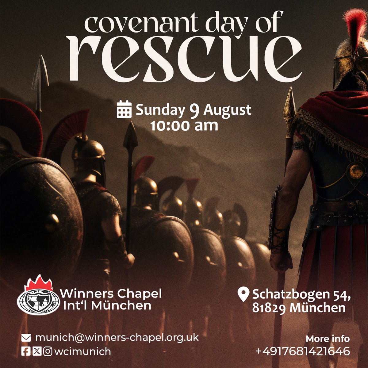wcimunich's tweet photo. You are specially invited to our Covenant Day of Rescue, where the Lord shall be fighting for you and deliver stress-free victory over every battle/challenge confronting you.

Come expectant and invite your friends and loved ones.

Jesus is Lord!!!

#WCIMunich
#YearOfOpenDoors https://t.co/bRoWeUuciV