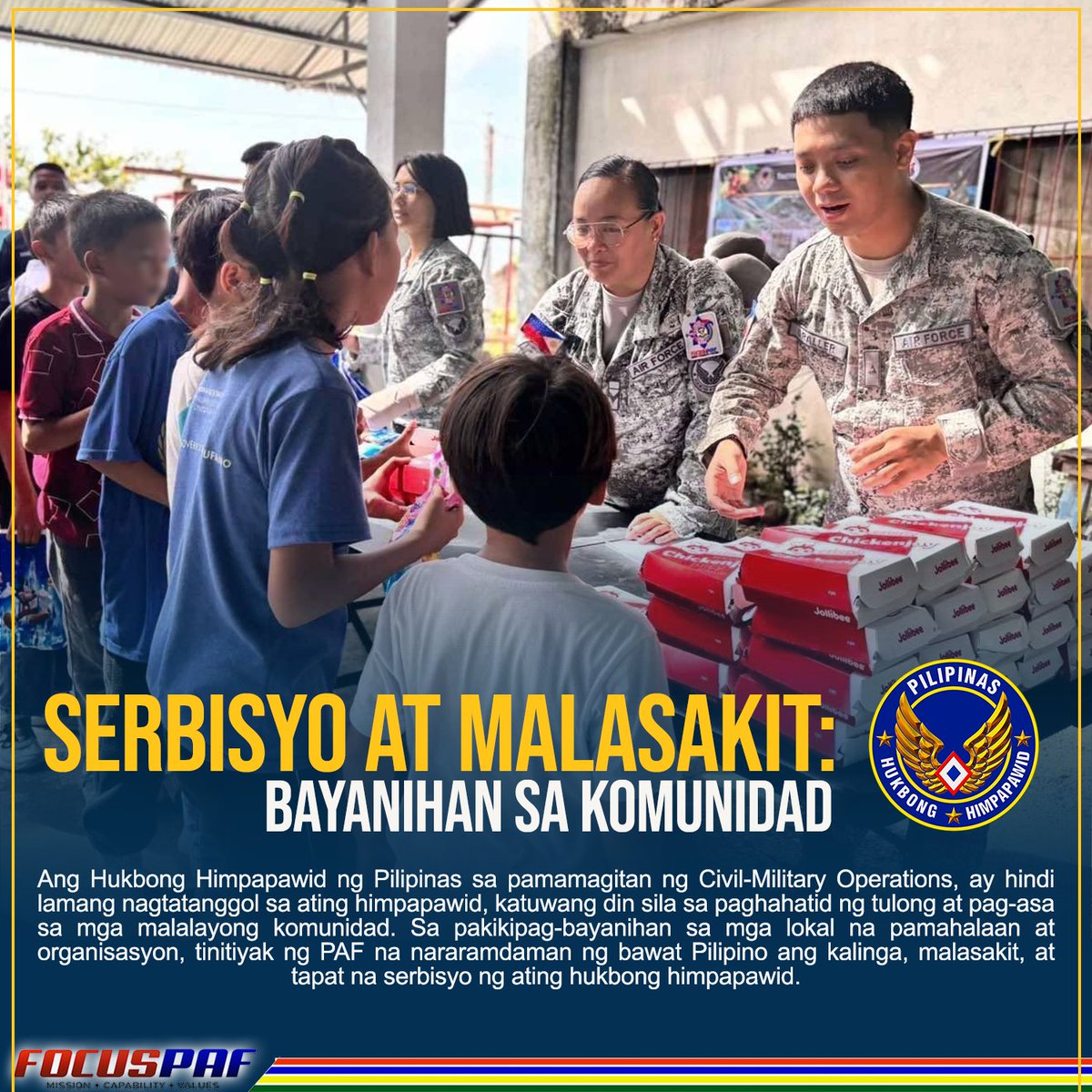 pa_cmog70489's tweet photo. Ang tunay na kapayapaan ay nagsisimula sa pagkakaunawaan at pagtutulungan.
#FocusPAF
#GuardiansofOurPreciousSkies
#PAFYouCanTrust
#OneAFPOnePhiluppines
#StrongAFPStrongPhilippines
#AFPYouCanTrust
#TOWWEST
#PAGASAISLAND https://t.co/8o0d87G0Lb