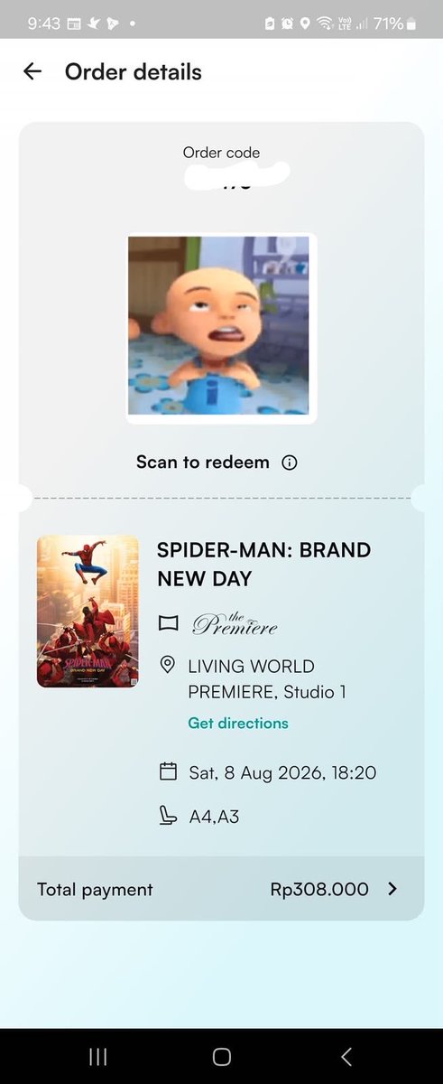 FinallySundayID's tweet photo. WTS Tiket nonton spiderman brand new day (spiderman bnd) di premiere only 150/2 tix. Jam dan tempat sesuai foto yaa, dijual karena tiba-tiba ada acara.

150 for 2 tix di premiere yah, nonton sambil tidurrr

#zonauang https://t.co/xjdIWhNDwX