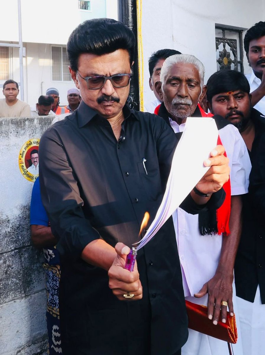DrHafeezDMKoffl's tweet photo. It was the DMK and our Thalaivar M. K. Stalin who strongly opposed delimitation first, right at the very beginning, and built a Joint Action Committee comprising Chief Ministers and leaders from various states. Did you forget this?

When the Union BJP government brought the Delimitation Bill, it was our Thalaivar M. K. Stalin who burnt copies of the bill to ashes and opposed it vehemently. DMK cadres set the election campaign aside for a day and protested statewide against the bill. Ultimately, the BJP chose to withdraw it. Did you forget this too?

Do you know what Vijay was doing that same day? He was calling for the Whistle Kolam campaign and chose to remain completely mute on the delimitation issue.

So people know that when it comes to Tamil Nadu's rights, it is the DMK that will stand at the forefront. We don't need advice from turncoats on this issue. Thanks for understanding.